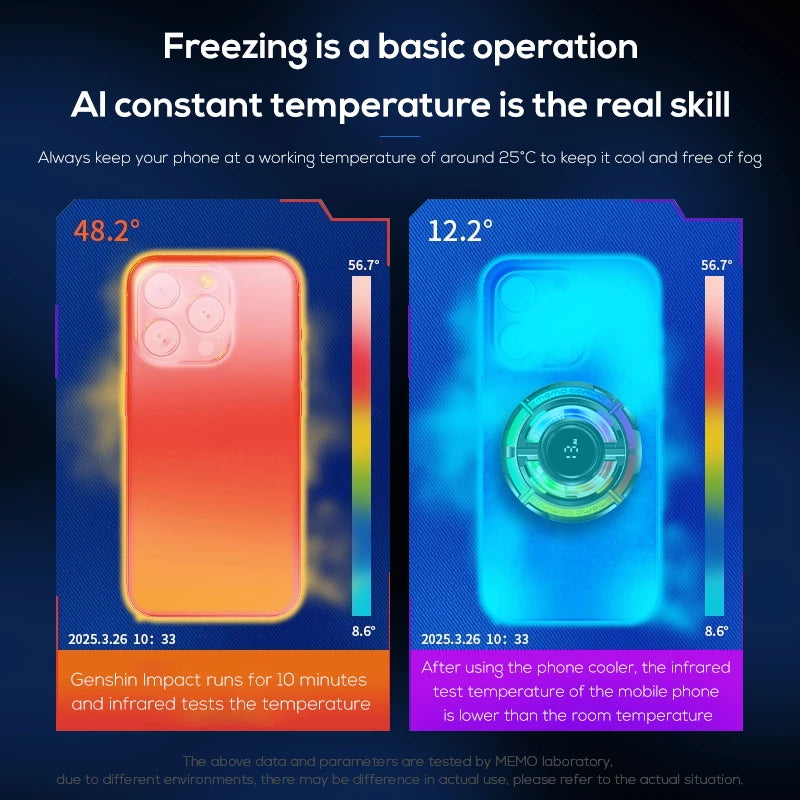Memo CX15 Cooling Fan – RGB Mobile Gaming Radiator with Digital Temperature Display & Semiconductor Dual Cooling - Modern Wears