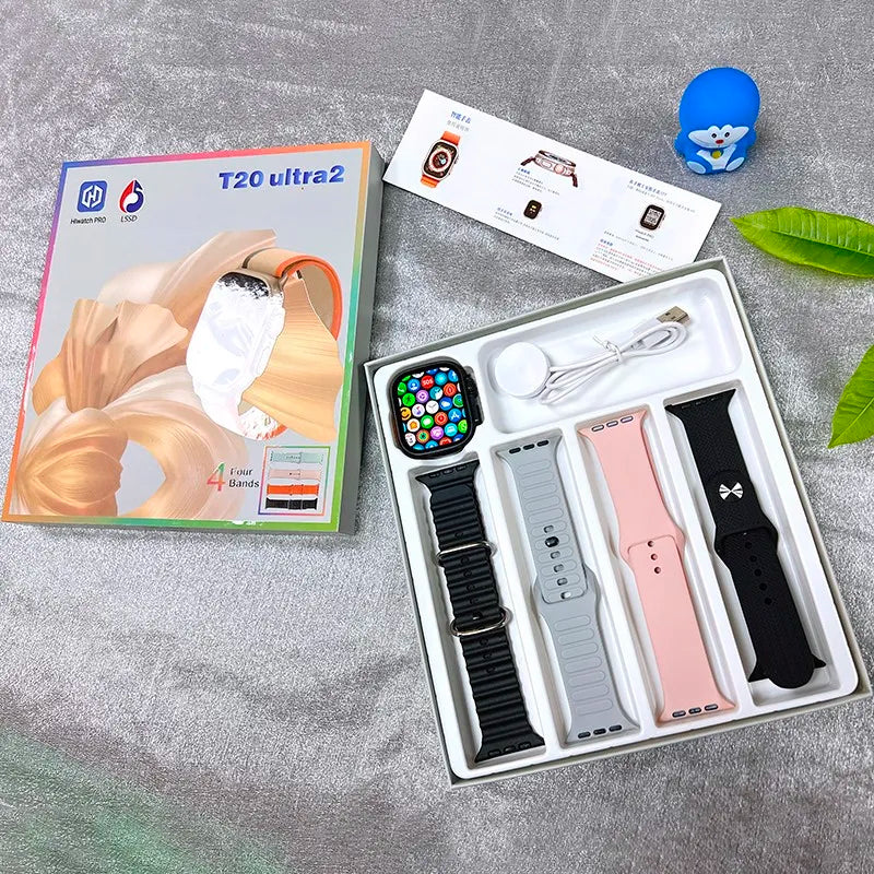 T20 Ultra 2 Smart watch 4 in 1 With 4 Straps