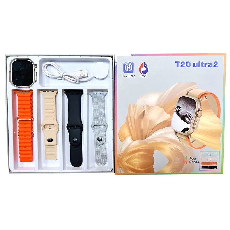 T20 Ultra 2 Smart watch 4 in 1 With 4 Straps