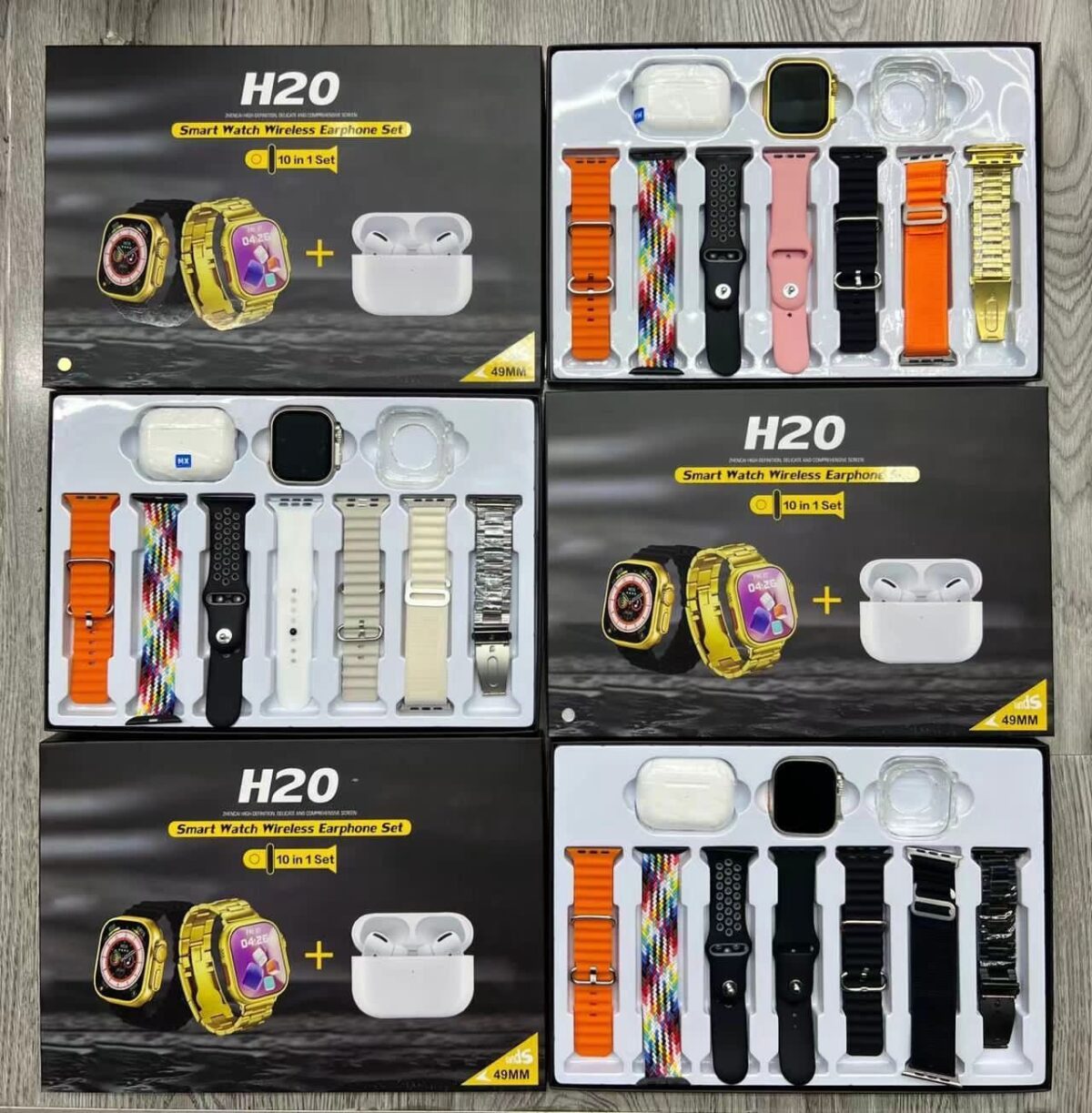 H-20 Ultra Smart Watch 10 IN 1 with Earbuds 7 Straps With 1 Watch Case